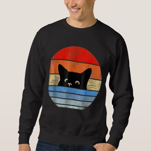 Retro Vintage Hidding Cat Sweatshirt (Front)