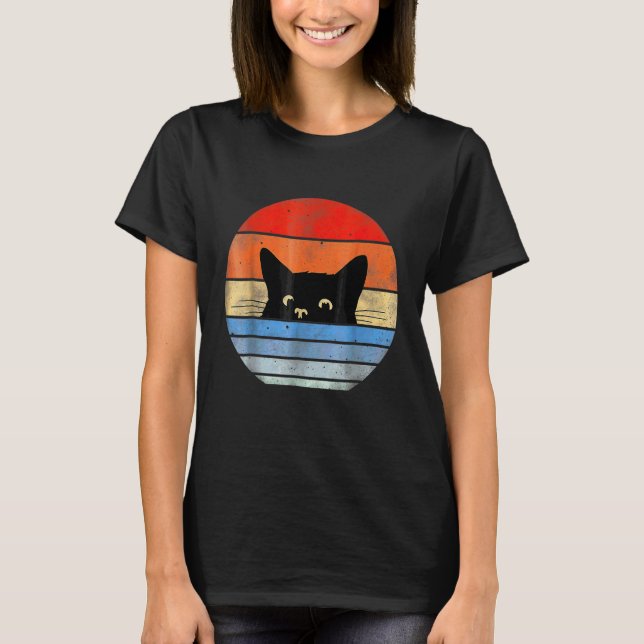 Retro Vintage Hidding Cat T-Shirt (Front)