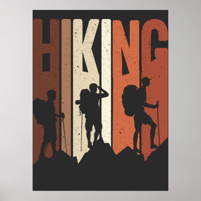 Retro Vintage Hiking Shirt Hiking Themed Adventure Poster (Front)