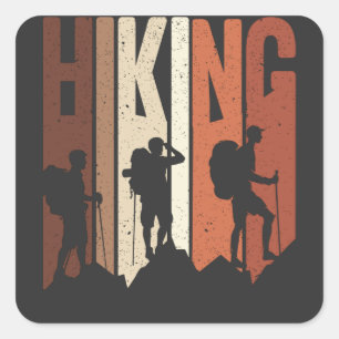 Retro Vintage Hiking Shirt Hiking Themed Adventure Square Sticker