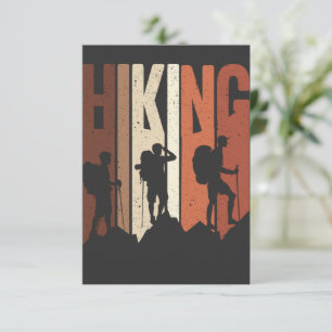 Retro Vintage Hiking Shirt Hiking Themed Adventure Thank You Card