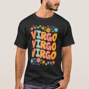 Retro Vintage Hippie Virgo Floral Zodiac Birthday T-Shirt