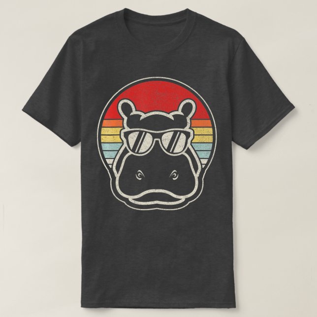 Retro Vintage Hippo Hippopotamus Sunglass  T-Shirt (Design Front)