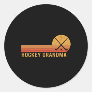 Retro Vintage Hockey Grandma Hockey Player Classic Round Sticker