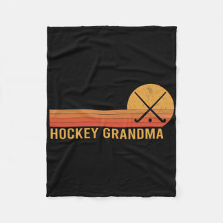 Retro Vintage Hockey Grandma Hockey Player  Fleece Blanket