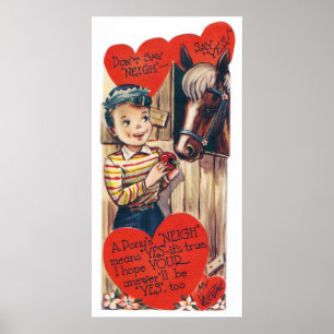 Retro vintage Holiday horse Valentine poster