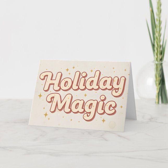 Retro Vintage Holiday Magic Christmas Card (Front)