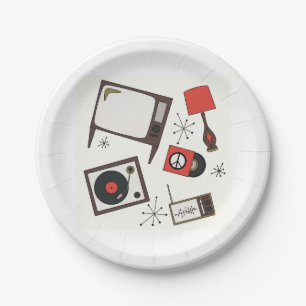 Retro, vintage household items paper plate