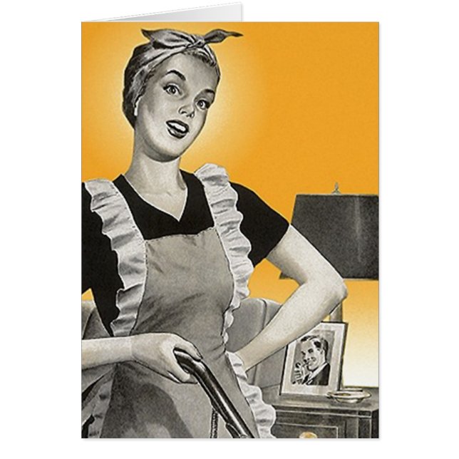 Retro Vintage Housewife Housecleaning Lady Cards (Front)