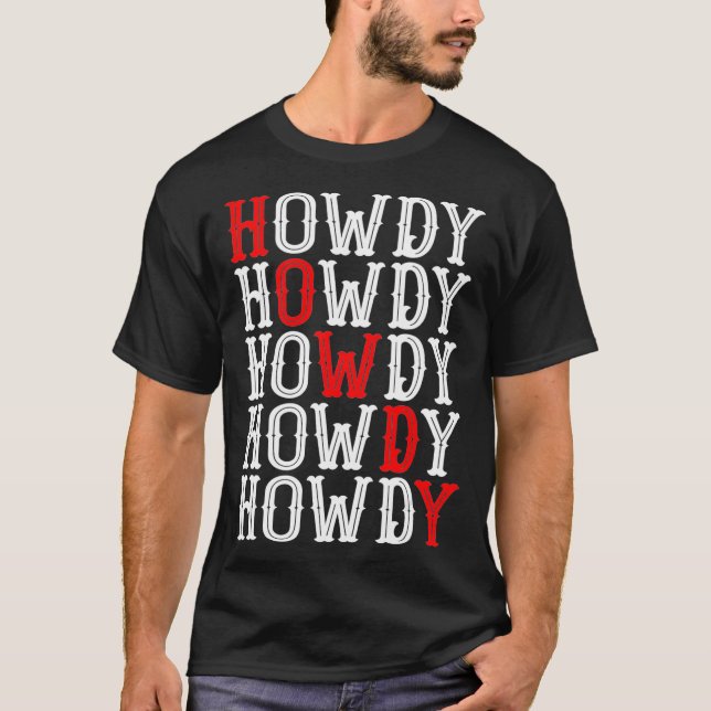 Retro Vintage Howdy Cowgirl Rodeo Western T-Shirt (Front)
