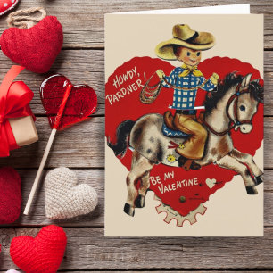 Retro Vintage Howdy Pardner Custom Valentine's Day Holiday Card