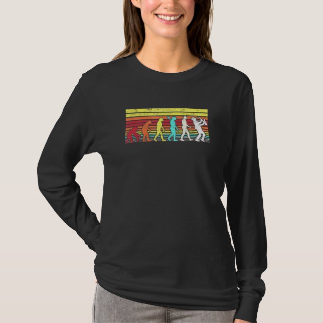 Retro Vintage Human Evolution Saxophonist T-Shirt (Front)