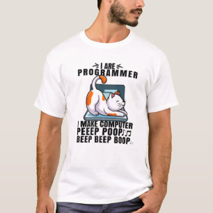 Retro Vintage I Are Programmer Computer Cat Beep F T-Shirt