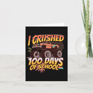 Retro Vintage I Crushed 100 Days Of School Monster Card