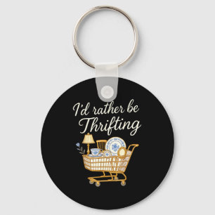 Retro Vintage I’d Rather Be Thrifting Funny  Key Ring