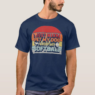 Retro Vintage I Just Wanna Pet My Dog And Play Sof T-Shirt