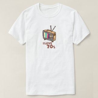 Retro Vintage I Love 70s TV Illustration T-Shirt