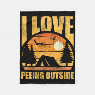 Retro Vintage I Love Peeing Outside Funny Hiking C Fleece Blanket