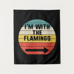 Retro Vintage I'm With The Flamingo   Flamingo Tapestry