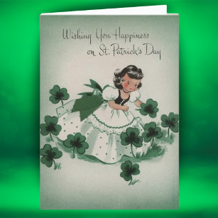 Retro Vintage Irish Girl Custom St. Patrick's Day Holiday Card