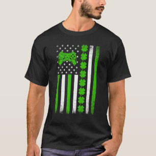 Retro Vintage Irish Usa Flag Sport Video Game St P T-Shirt