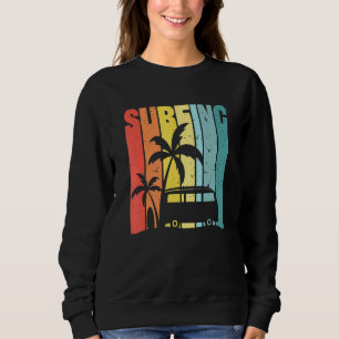 Retro Vintage Island Palm Tree Surfing Surf Van Va Sweatshirt