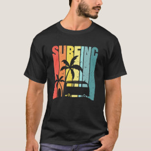 Retro Vintage Island Palm Tree Surfing Surf Van Va T-Shirt