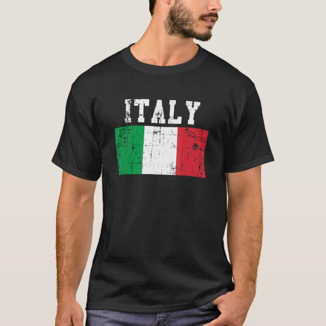 Retro Vintage Italy Flag Italian Roots T-Shirt (Front)