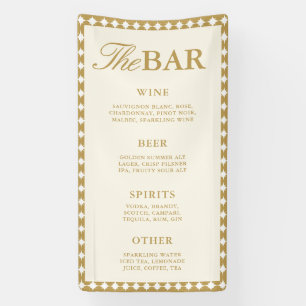 Retro Vintage Ivory Wedding Bar Menu Reception Banner