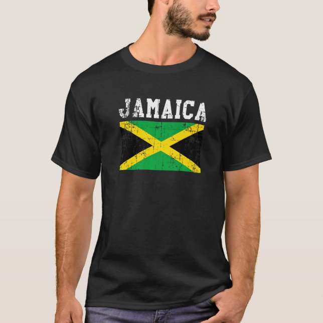 Retro Vintage Jamaica Flag Jamaican Roots T-Shirt (Front)
