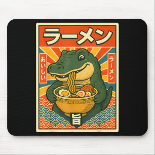 Retro Vintage Japanese Ramen Greg Meme Crocodile C Mouse Pad