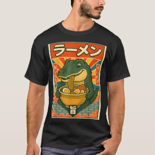 Retro Vintage Japanese Ramen Greg Meme Crocodile C T-Shirt