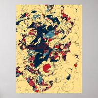 Retro Vintage Japanese Roses Sailor Graphic Art