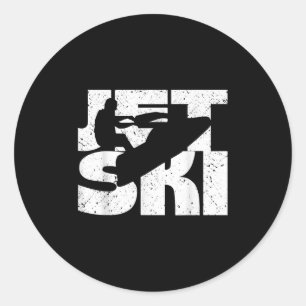 Retro Vintage Jet Ski Water Sports Watercraft Skii Classic Round Sticker
