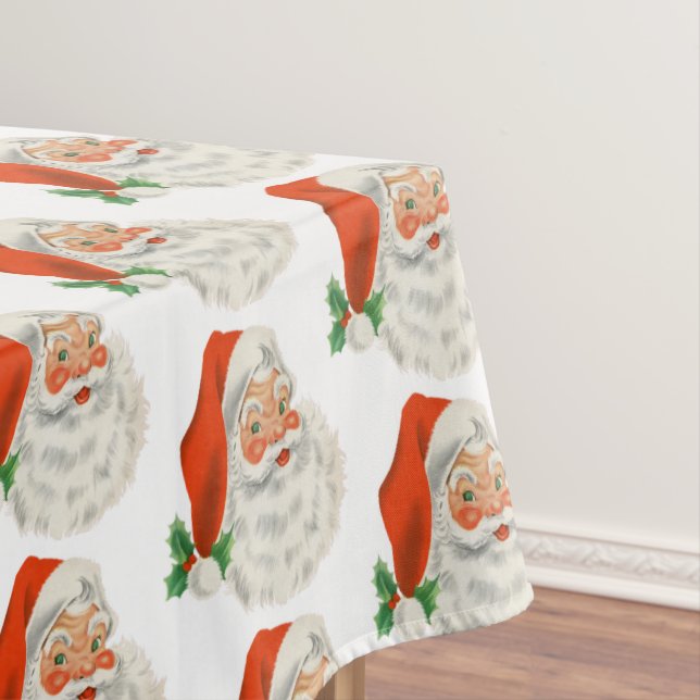 Retro Vintage Jolly Santa Claus Christmas Tablecloth (In Situ)