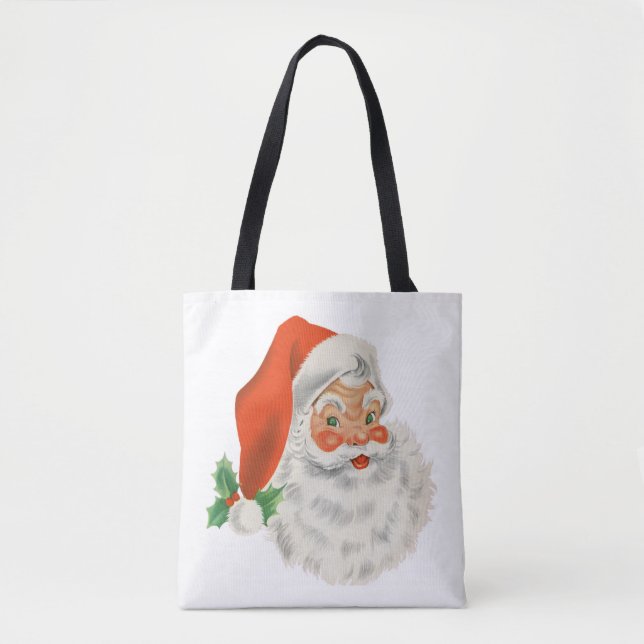 Retro Vintage Jolly Santa Claus Christmas Tote Bag (Front)
