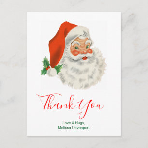 Retro Vintage Jolly Santa Claus Thank You Postcard