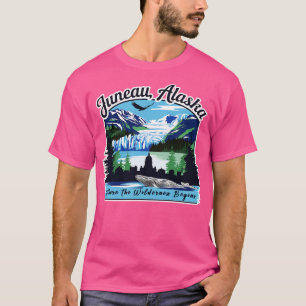 Retro Vintage Juneau Alaska Where the Wilderness B T-Shirt