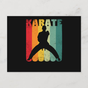 Retro vintage karate silhouette 70s 80s postcard