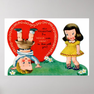 Retro vintage kids Valentine poster