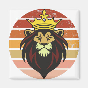 Retro vintage king lion magnet