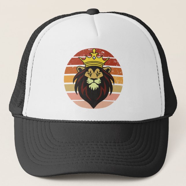 Retro vintage king lion trucker hat (Front)