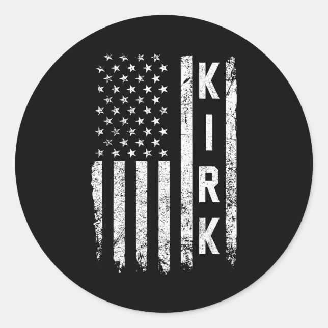 Retro Vintage Kirk Us Flag  Classic Round Sticker (Front)