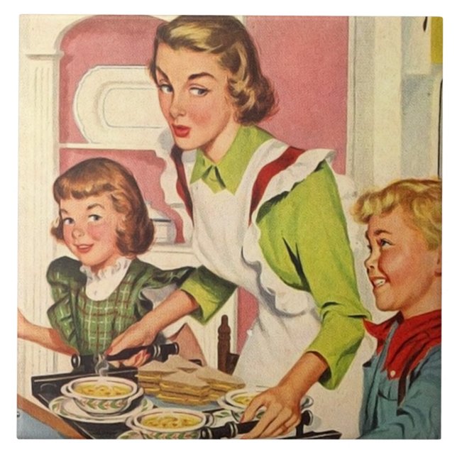 retro vintage kitchen decor tile (Front)