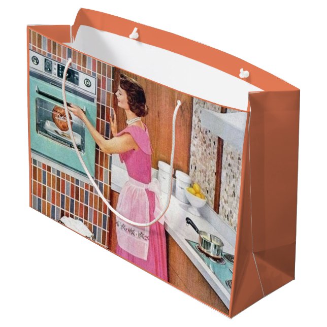 retro vintage kitchen lady large gift bag (Back Angled)