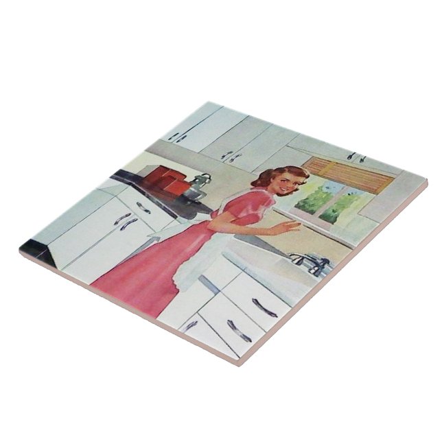 retro vintage kitchen lady  tile (Side)