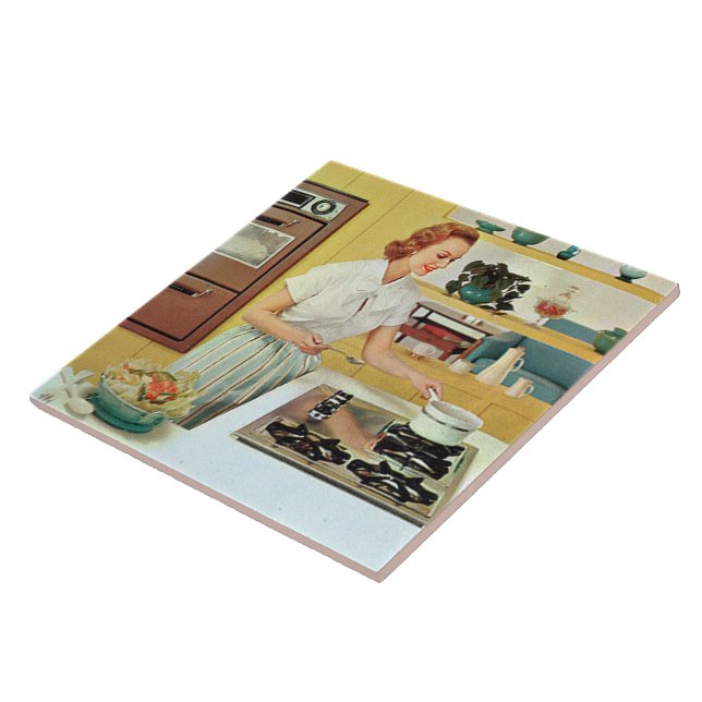 retro vintage Kitchen lady  Tile (Side)
