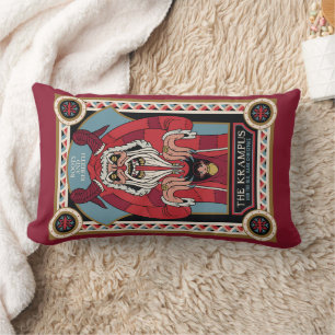 Retro Vintage Krampus & the Old, Dark Christmas Lumbar Cushion