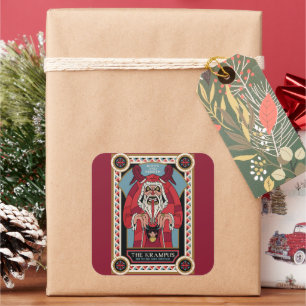 Retro Vintage Krampus & the Old, Dark Christmas Square Sticker