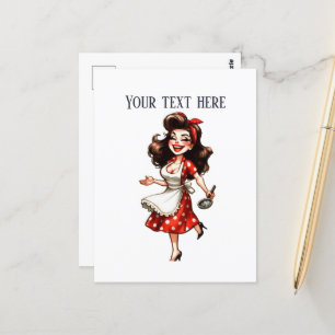 retro vintage lady add text  postcard